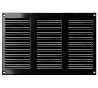Steinberg14 Grille d'Aération Rectangulaire 300x200mm - Noire Grille de Ventilation en Métal - Registre d'évacuation d'air Avec Moustiquaire - Couvercle d'évent Interne pour Mur et Plafond
