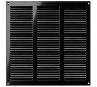 Steinberg14 Grille d'Aération Rectangulaire 300x300mm - Noire Grille de Ventilation en Métal - Registre d'évacuation d'air Avec Moustiquaire - Couvercle d'évent Interne pour Mur et Plafond