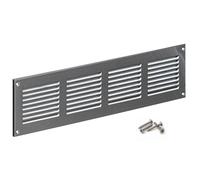 Steinberg14 Grille d'Aération Rectangulaire 400x100mm - Acier Inoxydable Grille de Ventilation en Métal - Registre d'évacuation d'air Avec Moustiquaire - Couvercle d'évent Interne pour Mur et Plafond