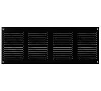 Steinberg14 Grille d'Aération Rectangulaire 400x150mm - Noire Grille de Ventilation en Métal - Registre d'évacuation d'air Avec Moustiquaire - Couvercle d'évent Interne pour Mur et Plafond