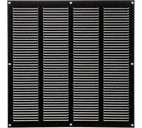 Steinberg14 Grille d'Aération Rectangulaire 400x400mm - Noire Grille de Ventilation en Métal - Registre d'évacuation d'air Avec Moustiquaire - Couvercle d'évent Interne pour Mur et Plafond