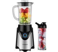 Steinborg® Blender Blender avec gobelet à emporter - Mixeur à smoothie - 500 W - 600 ml - Pichet en verre + gourde de 570 ml - Couvercle à visser étanche - Sans BPA - Couteau en acier inoxydable à 6