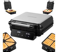Steinborg® Gaufrier et sandwich 2 en 1 - Gaufrier belge électrique avec panneau tactile et écran LED - Plaques antiadhésives amovibles et passe au lave-vaisselle - Pour gaufres et sandwichs