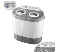 Steinborg Mini machine à laver avec essoreuse - 2 compartiments Toploader, capacité de lavage jusqu'à 3 kg, chambre d'essorage jusqu'à 1 kg, machine à laver compacte idéale pour le camping, les