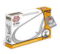 Steinchenshop Cercle de rail ovale - 33 pièces - Kit de rails avec courbes, droits et 1 flèche - 146 x 70 cm - Compatible avec les grandes marques - Accessoires flexibles pour les mondes de