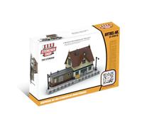 Steinchenshop Petite ville modulaire de la gare de Steindorf - 1 963 blocs de serrage - 48 x 24 x 27,5 cm - Accessoires de ville détaillés - Avec pierres imprimées - Compatible avec les systèmes de