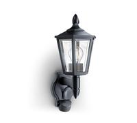 Steinel Luminaire extérieur L 16 S noir, détecteur de mouvement 180°, portée 10m, E27 max. 60 W, interrupteur crépusculaire, design classique, lanterne, IP44