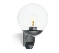 Steinel Luminaire extérieur L 595 S anthracite, détecteur de mouvement 180°, portée 10m, E27 max. 60 W, interrupteur crépusculaire, applique extérieure sphère, IP44
