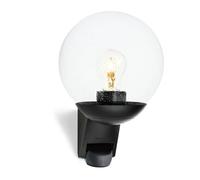 Steinel Luminaire extérieur L 595 S noir, détecteur de mouvement 180°, portée 10m, E27 max. 60 W, interrupteur crépusculaire, applique extérieure sphère, IP44