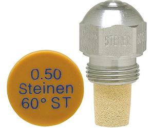 STEINEN Gicleur pour brûleurs à fioul, 0.65 USgal/h, angle de pulvérisation 60°, type S, Acier inoxydable, Nickel, Vanne globe, 1 port, 1/2 in Fileté, 1/4 inch NPT, Nozzle