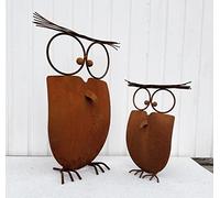 Steinfigurenwelt - Figurine de chouette folle - Aspect 3D - Hauteur : 43 cm - En métal rouillé - Résistant aux intempéries - Figurine de jardin - Pour terrasse