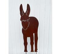 STEINFIGURENWELT GIEBEN Âne de l'avant 80 x 28 cm à planter - Décoration de jardin - Résistant aux intempéries - Rouille - En métal rouillé - En métal rouillé