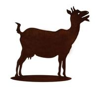 STEINFIGURENWELT GIEBEN Figurine de jardin en forme de chèvre 50 x 50 cm sur plaque en rouille - Décoration de jardin résistante aux intempéries - En métal rouillé