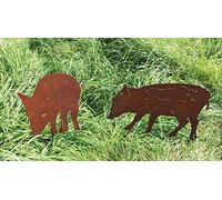 STEINFIGURENWELT GIEBEN Lot de 2 fraicheurs de 30 cm de haut à planter - Sanglier sauvage - Décoration de jardin - Résistant aux intempéries - En métal rouillé - Figurine de chasse - Animal de la