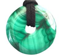Steinfixx® Collier de qualité supérieure avec donut en malachite véritable et bracelet en cuir de 80 cm - Pierre de guérison - Pierre précieuse - Pierre chakra, Cristal Gemme cristal Pierre précieuse