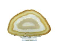 Steinfixx Disque agate avec support en acrylique I Pierre précieuse I Pierre de guérison I Pierre porte-bonheur I Pierre chakra I Brésil (jaune)