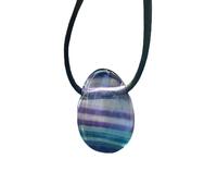 Steinfixx Pendentif en fluorite arc-en-ciel - Chaîne en pierre précieuse avec ruban de 80 cm et boîte cadeau - Véritable bijou en fluorite multicolore - Pierre naturelle de qualité AAA du Brésil - 30