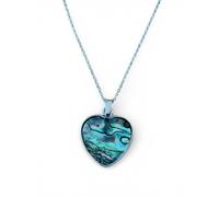 Steinfixx Pendentif en forme de cœur en nacre d'ormeau avec chaîne en argent 925 I 2 x 2 cm I Fait main I Cadeau de cœur I Cadeau d'amour I Avec emballage cadeau I Australie