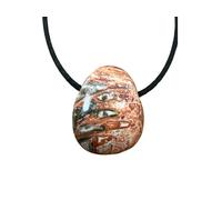 Steinfixx Pendentif en pierre précieuse en jaspe léopard véritable | Pendentif goutte | Pierre de protection puissante | Avec cordon en daim de 80 cm et boîte cadeau I Brésil