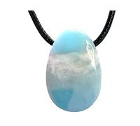 Steinfixx Pendentif larimar rare et magnifique en forme de goutte sur un cordon en coton avec fermoir en argent 925, Argent sterling