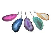 Steinfixx Porte-clés disque d'agate I Pierre précieuse I Lithothérapie I Pierre porte-bonheur I Pierre chakra I Brésil (Bleu)