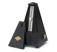 Steinmayer M-03G Métronome avec Cloches - Métronome Mécanique en Forme de Pyramide - 40-208 Battements Par Minute - 4 Mesures - Boîtier Robuste en Plastique - Noir avec Grain de Bois