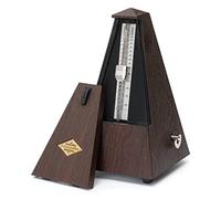 Steinmayer M-03G Métronome avec Cloches - Métronome Mécanique en Forme de Pyramide - 40-208 Battements par Minute - 4 Mesures - Boîtier Robuste en Plastique - Marron avec Grain de Bois