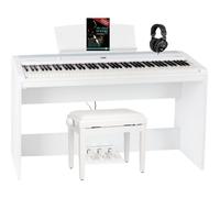 Steinmayer P-60 WM Piano de scène Home Set - 88 touches et base assortie, mécanique à marteaux, sensibilité à la vélocité - 14 sons, banque de pianos, écouteurs et porte-notes inclus - Blanc