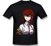 Steins Gate 3D Print Short Sleeve Fashion T Shirt for Men 100% Cotton Black XL
