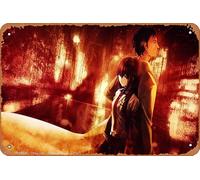 Steins Gate Kurisu Makise Rintaro Okabe Affiche murale rétro en métal 20,3 x 30,5 cm