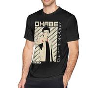 Steins Gate Men Cotton T-Shirt Short Sleeve Black Clothes Tees M