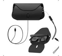 Steinwhale Black PU Leather Glasses Storage & Charging Set for Ray-Ban Meta 2 AI Glasses, Built-in USB-C, Internal Stand, Magnetic USB-C Cable
