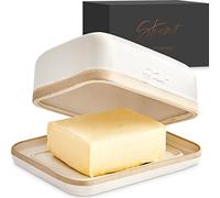 Steinzeit Beurrier design - En céramique - Pour tous les types de beurre (250 g) - Cloche à beurre et tonneau au design unique - Passe au lave-vaisselle