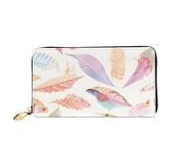STejar Colorful Feathers Portefeuille pour femme, pochette en cuir de grande capacité, pochette pour téléphone portable, porte-cartes de crédit, noir, taille unique, moderne, Noir , Taille unique,