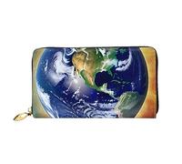STejar Cosmic Earth Portefeuille pour femme, pochette en cuir de grande capacité, pochette pour téléphone portable, porte-cartes de crédit, noir, taille unique, moderne, Noir , Taille unique, Moderne