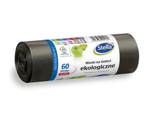 Stella 004164 EKO Lot de 10 sacs poubelle en polyéthylène basse densité épais 60 l Noir