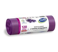 STELLA 009923 Lot de 10 sacs poubelle avec cordon de serrage - 120 l - Parfum lavande - Sacs poubelle pour les déchets ménagers et le bureau - En film LDPE - Fabriqué en polyéthylène basse densité -