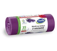 STELLA 023561 Lot de 24 sacs poubelle avec anses 35 l - Parfum lavande - Sacs poubelle pour les déchets ménagers bureau en polyéthylène basse densité - Fabriqué en film LDPE - Couleur : lavande/violet