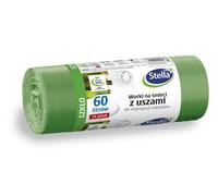 Stella 035168 Lot de 14 sacs poubelle avec poignées pour le tri des déchets en verre | 60 l | Sacs poubelle pour les déchets ménagers et le bureau en film granulé LDPE épais, couleur : vert