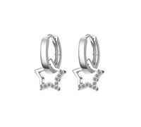 Stella Boucles d'oreilles pendantes en argent 925 pour femme 12 mm, Laiton, Zircone cubique