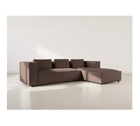 Stella - canapé d'angle droit 4 places en simili - Marron