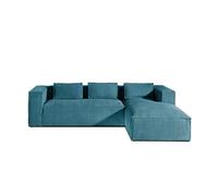 Stella - canapé d'angle - en velours côtelé - 4 places -style contemporain - droit - Bleu canard