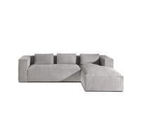 Stella - canapé d'angle droit en velours côtelé - 4 places -style contemporain - Gris clair
