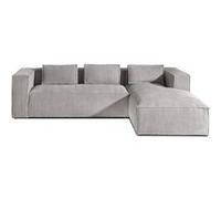 Stella - canapé d'angle - en velours côtelé - 4 places -style contemporain - droit - Gris clair