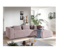 Canape angle fixe LISA DESIGN 4 places en polyester rose 262 x 262 x 67 cm Rose G