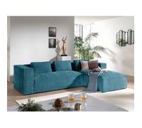 Stella - canapé d'angle - en velours côtelé - 4 places -style contemporain - droit - Bleu canard