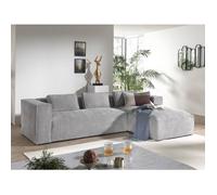 Stella - canapé d'angle - en velours côtelé - 4 places -style contemporain - droit - Gris clair