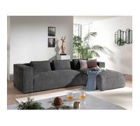 Stella - canapé d'angle - en velours côtelé - 4 places -style contemporain - droit - Gris foncé