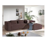 Stella - canapé d'angle - en velours côtelé - 4 places -style contemporain - droit - Marron