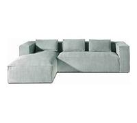 Stella - canapé d'angle - en velours côtelé - 4 places -style contemporain - gauche - Bleu Bleu G